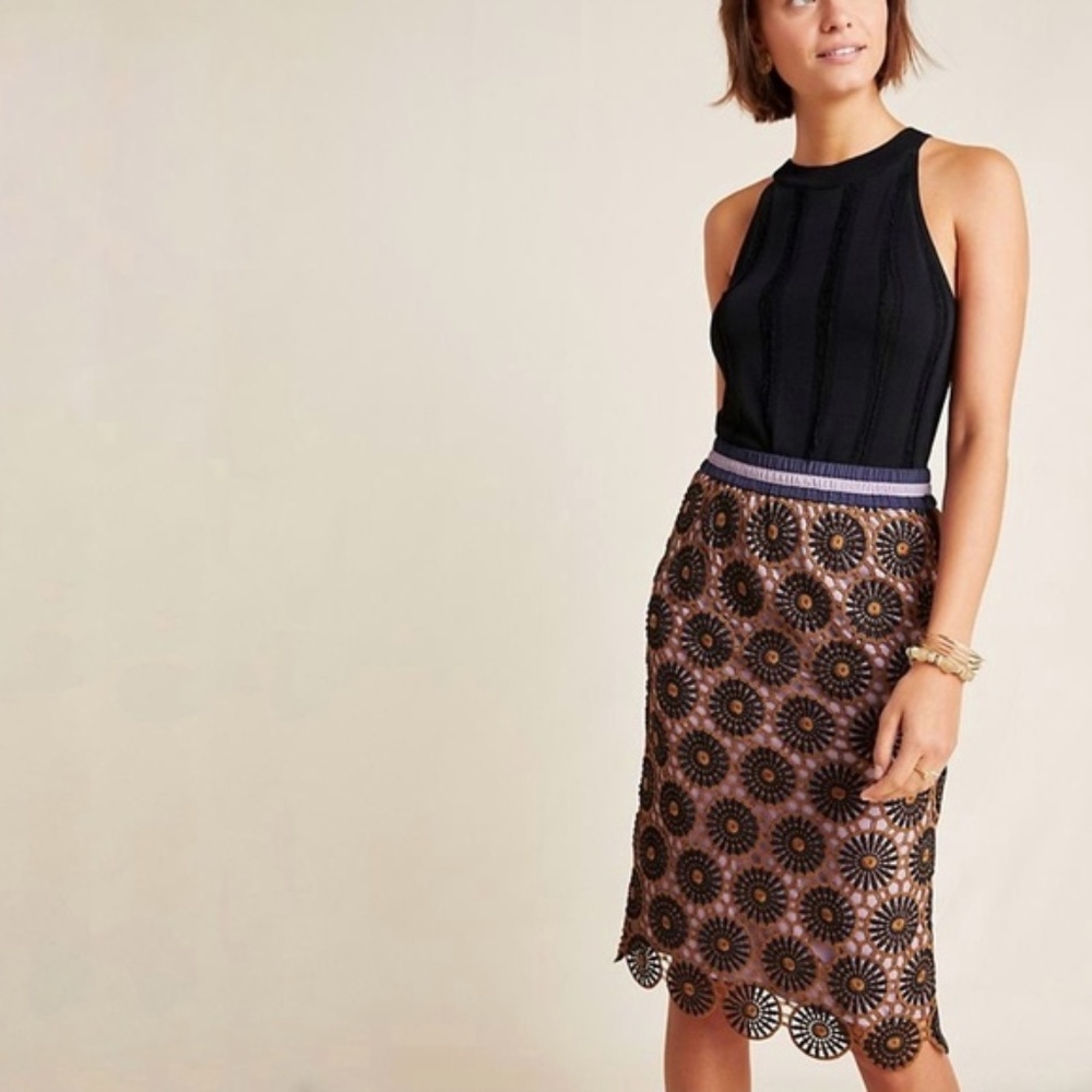 NWT Anthropologie Loire Lace Pencil Skirt